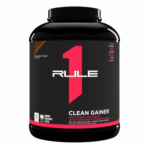 Гейнер RULE ONE Clean Gainer, Chocolate Fudge, 15 порций rule one whey blend синий 500 г малый пакет chocolate fudge