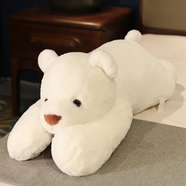 Мягкая игрушка подушка лежачий Мишка белый 110 см