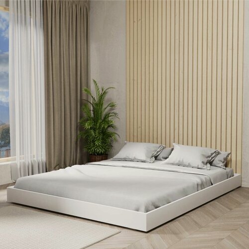 Изображение товара Кровать низкая двуспальная подиум 180x200 Генрих без ножек цвет Белый