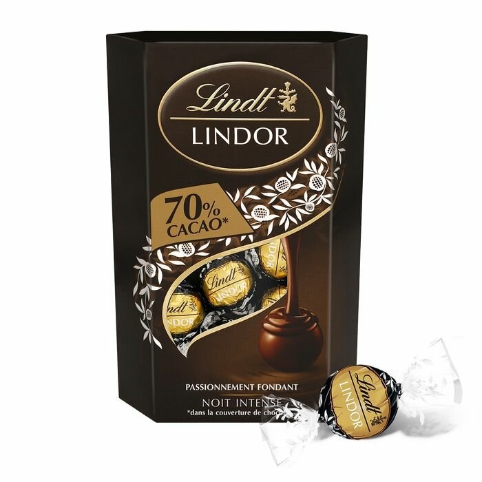 Шоколадные конфеты Lindt LINDOR темный шоколад 70% какао 200гр (Италия)