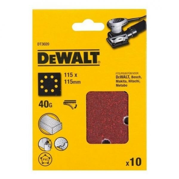 Шлифлисты DeWalt 115*115мм 40G 10шт DT3020-QZ - фото №7
