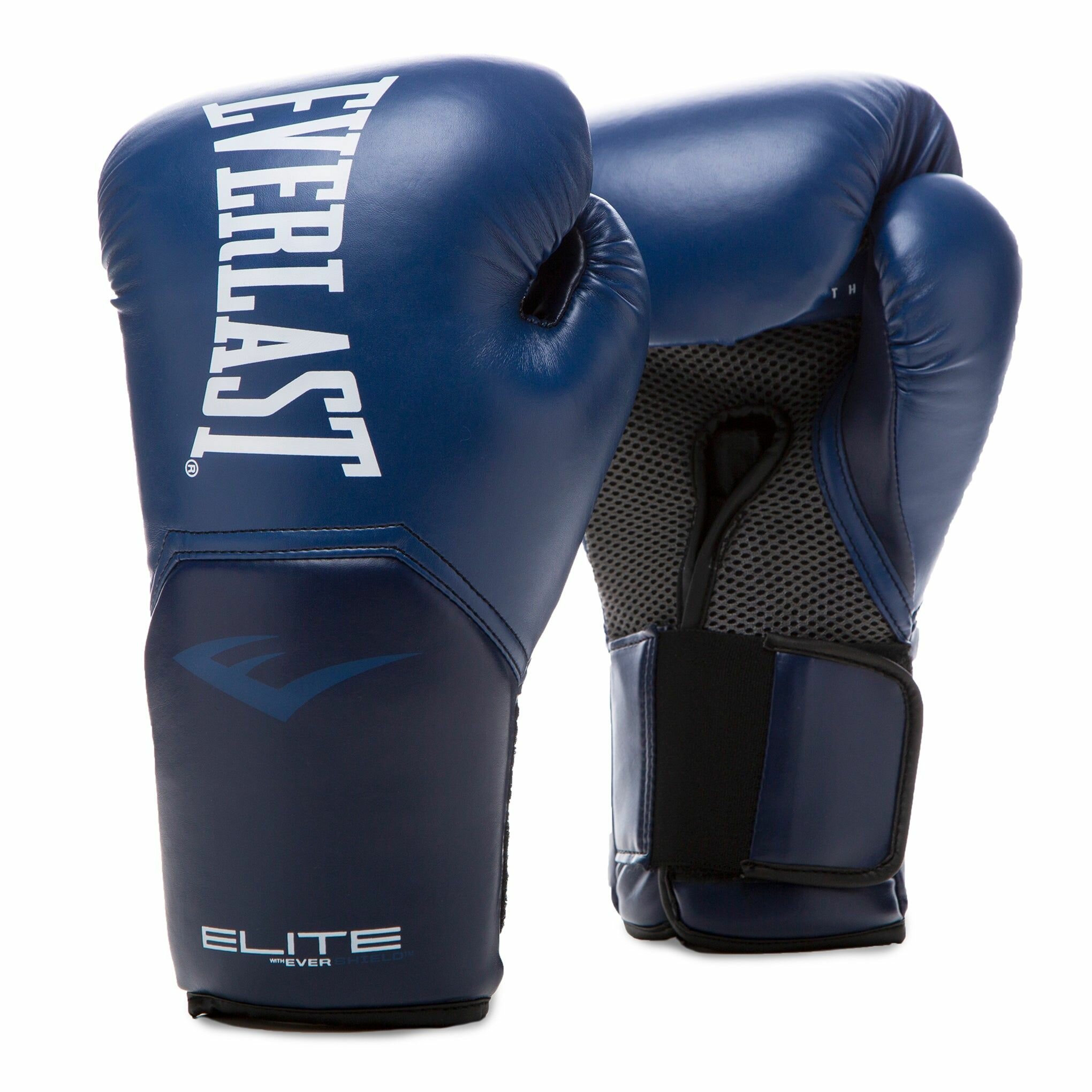 Боксерские перчатки Everlast Elite ProStyle, тренировочные, темно синий, вес 14 унций