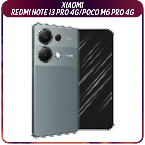 Силиконовый чехол на Xiaomi Redmi Note 13 Pro 4G/Poco M6 Pro 4G / Сяоми Редми Нот 13 Про 4G/Поко М6 Про 4G, прозрачный чехол df для poco m6 pro 4g xiaomi redmi note 13 pro 4g silicone с отделением для карты и защищенными углами pocardcase 03