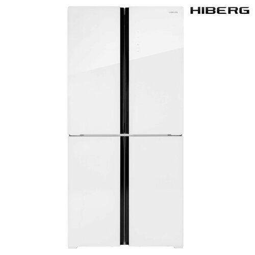 Отдельностоящий холодильник HIBERG RFQ-555DX NFGW inverter Cross Door Белое мерцающее стекло 181*91