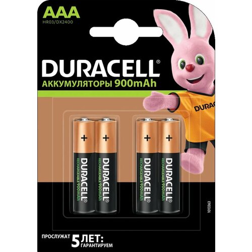 Аккумулятор Ni-Mh 900 мА·ч 1.2 В Duracell Recharge AAA/Turbo AAA/HR03, в упаковке: 4 шт. батарейка аккумуляторная aaa camelion hr03 блистер в упаковке 2 шт емкость 900 мач