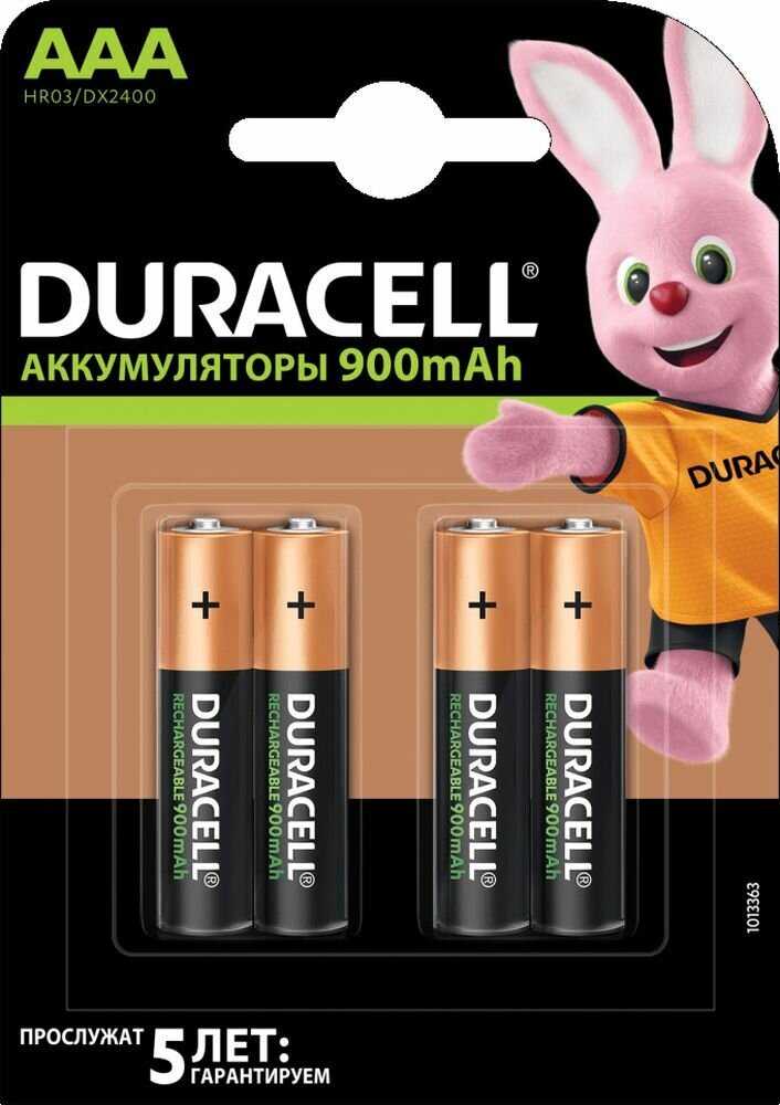Аккумулятор DURACELL HR03 AAA 900mAh BL4, упаковка 4 шт.