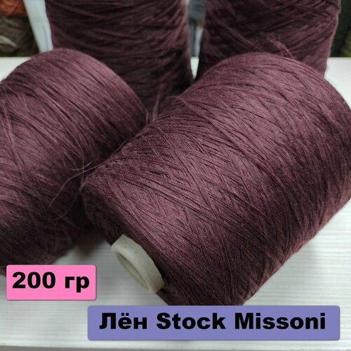 Лён STOCK MISSONI цвет Баклажан 200гр / Сток Миссони