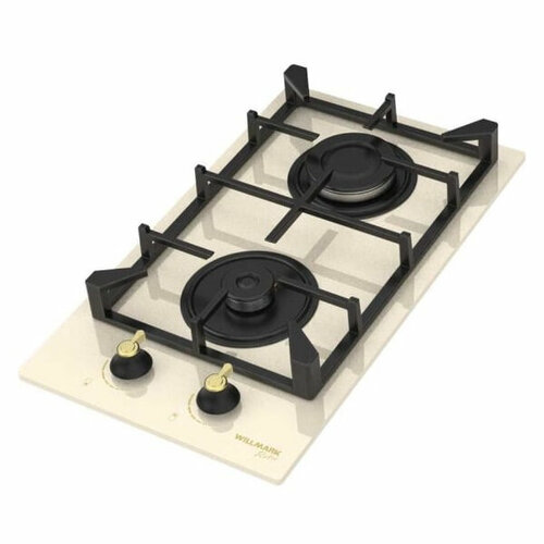 Газовая варочная поверхность WILLMARK WGH-2302BR бежевая ретро стекло 2002683 1178600₽