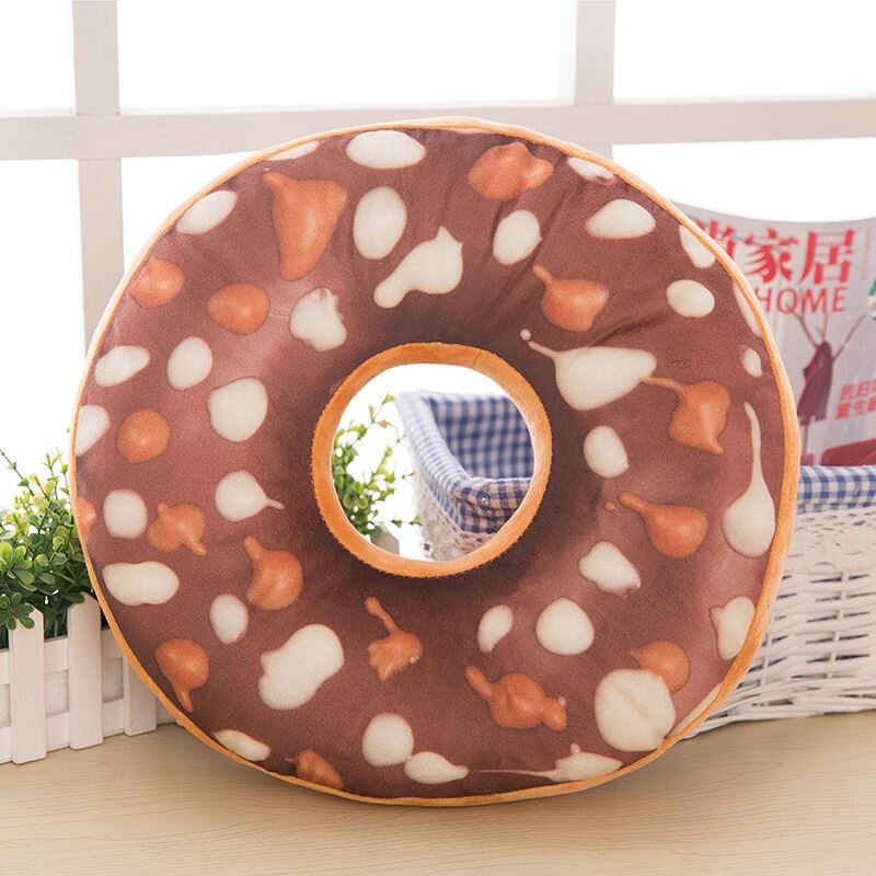 фото Мягкая игрушка карамельный Пончик, декоративная подушка 40 см