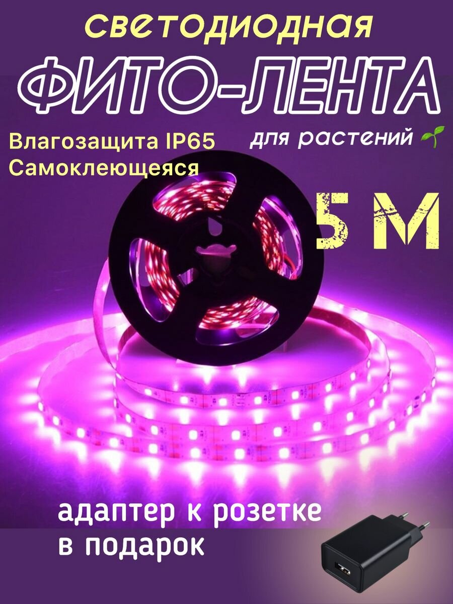 фото Фитолента светодиодная для растений фитолампа для рассады 1 метр