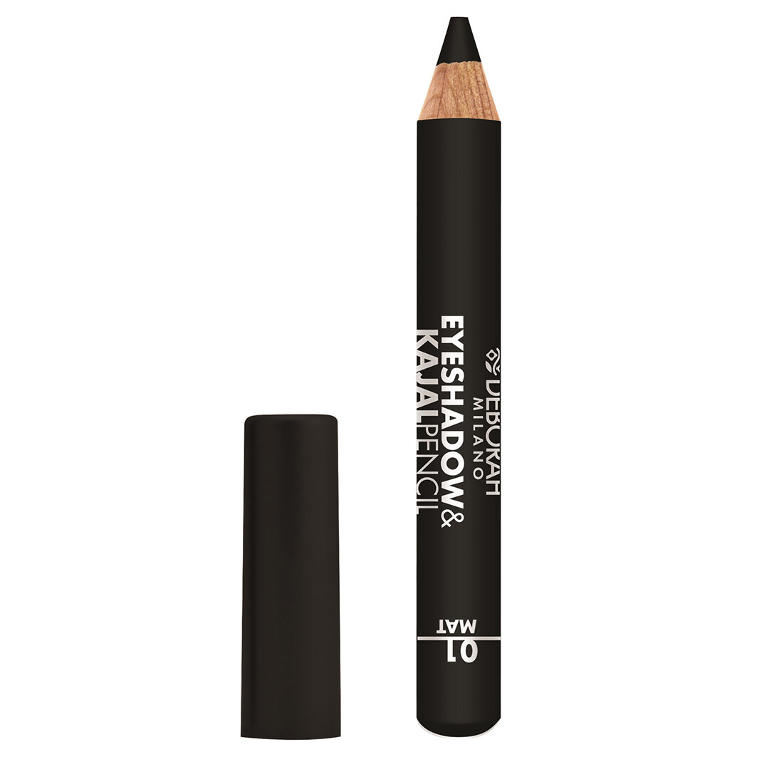 DEBORAH MILANO Тени-карандаш для век Eyeshadow&Kajal Pencil, 2 г, 01 Матовый черный
