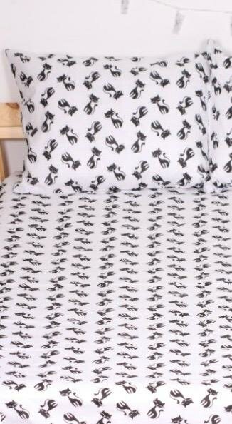 фото КПБ 1,5сп бязь 58187101 Кошки черные нав.50х70 -1шт/молния