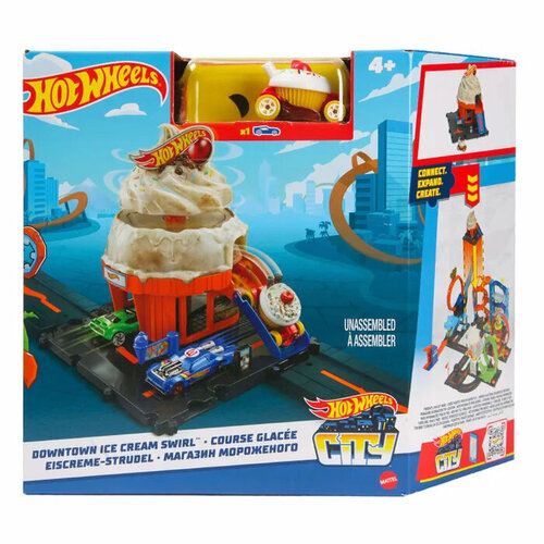 Игровой трек с машинкой Mattel Hot Wheels City Life, HDR24, микс mattel трек hot wheels city scorpion flex attack hdr32