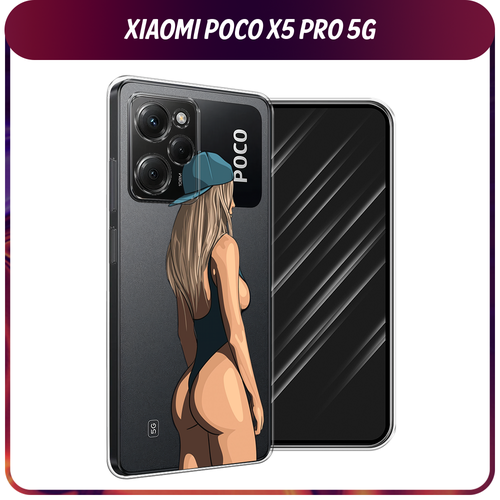 Силиконовый чехол на Xiaomi Poco X5 Pro 5G / Сяоми Поко X5 Про 5G Девушка в черном купальнике, прозрачный силиконовый чехол американская готика на xiaomi poco x5 pro 5g сяоми поко x5 про 5g