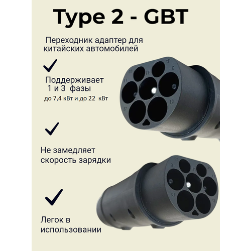Переходник адаптер Type2-GBT 1ф 7кВт 3ф 22кВт 1шт 599000₽