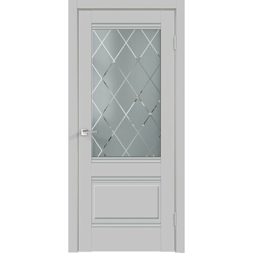 Дверной комплект VellDoris ALTO 2V, серый эмалит, 600x2000, LR, стекло ромб светлый, без врезки замка и петель