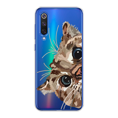 Силиконовый чехол на Xiaomi Mi9 SE / Сяоми Mi 9 SE Любопытный кот, прозрачный силиконовый чехол на xiaomi mi9 se сяоми mi 9 se девушка в черном купальнике прозрачный