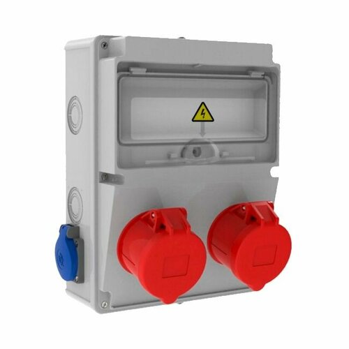 Щиток для 10 модулей, розетки CEE 2x5/16A. розетки Schuko 2x1/16A с боков