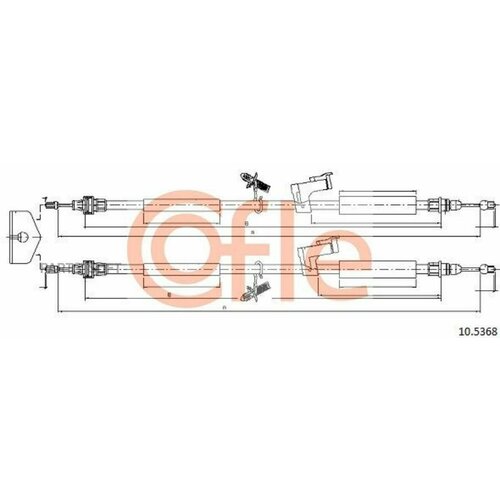 COFLE 92.10.5368 Трос стояночного тормоза задн FORD FOCUS (II) all-FOCUS CMAX (кроме GHIA mod) (дисковые тормоза) 06-