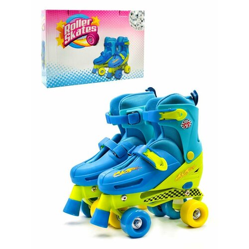 Ролики раздвижные двухрядовые Квады Roller Skates M (28-33 р) синие M05671 (Q168-1)