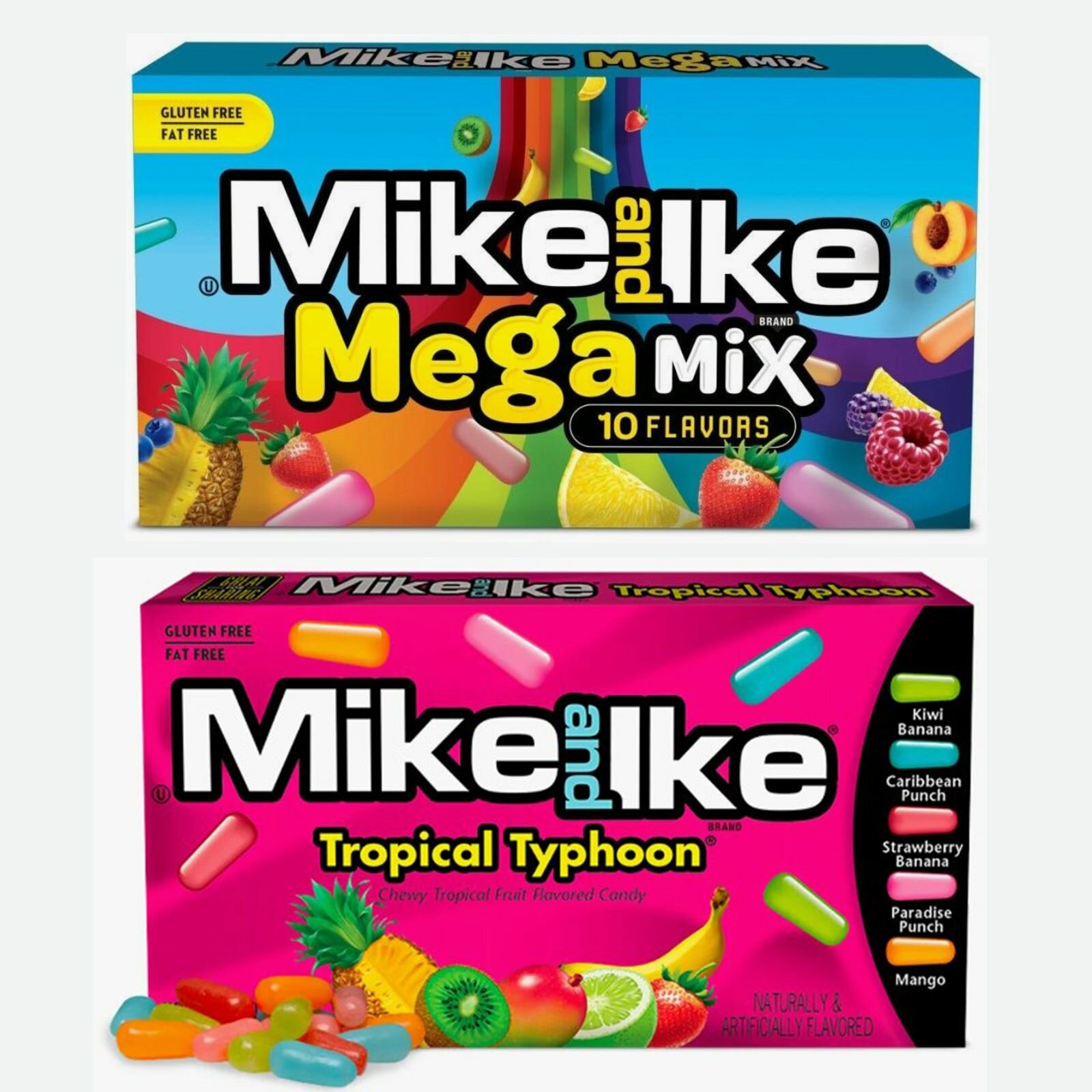 Конфеты Mike and Ike Tropical Typhoon (тропический тайфун) и Mega Mix (мега микс) (США), 2 шт. по 141 г