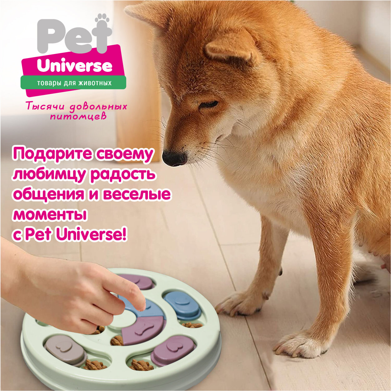 Развивающая игрушка для собак Pet Universe, интерактивная обучающая кормушка дозатор для тренировки IQ /PU1001BG — фото 1