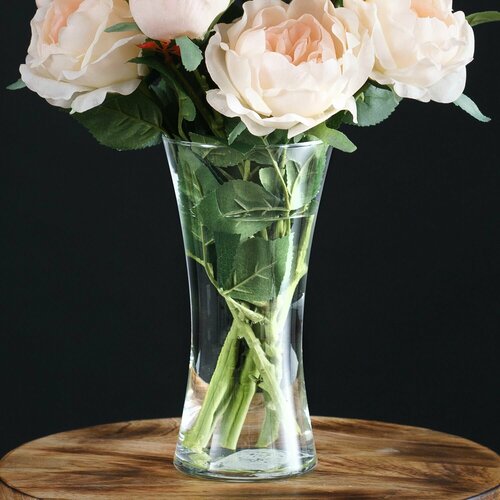 Ваза для цветов и сухоцветов стеклянная прозрачная декоративная интерьерная D10xH20