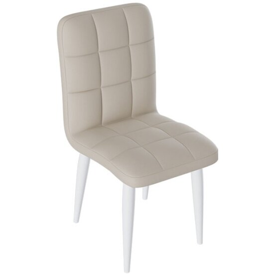фото Стул обеденный трия Франк ДП 2-17 (конус) Белый матовый/Кожзам Бежевый