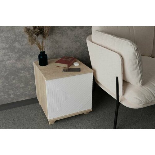 Тумба прикроватная Копенгаген со створкой - Дуб Сонома Белый матовый 3490₽
