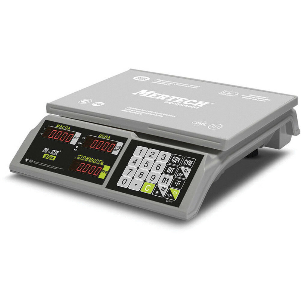 Весы торговые MERTECH M-ER 326-32.5 LED (0,1-32 кг), дискретность 5 г, платформа 325x230 мм, без стойки, 3043, 1 шт