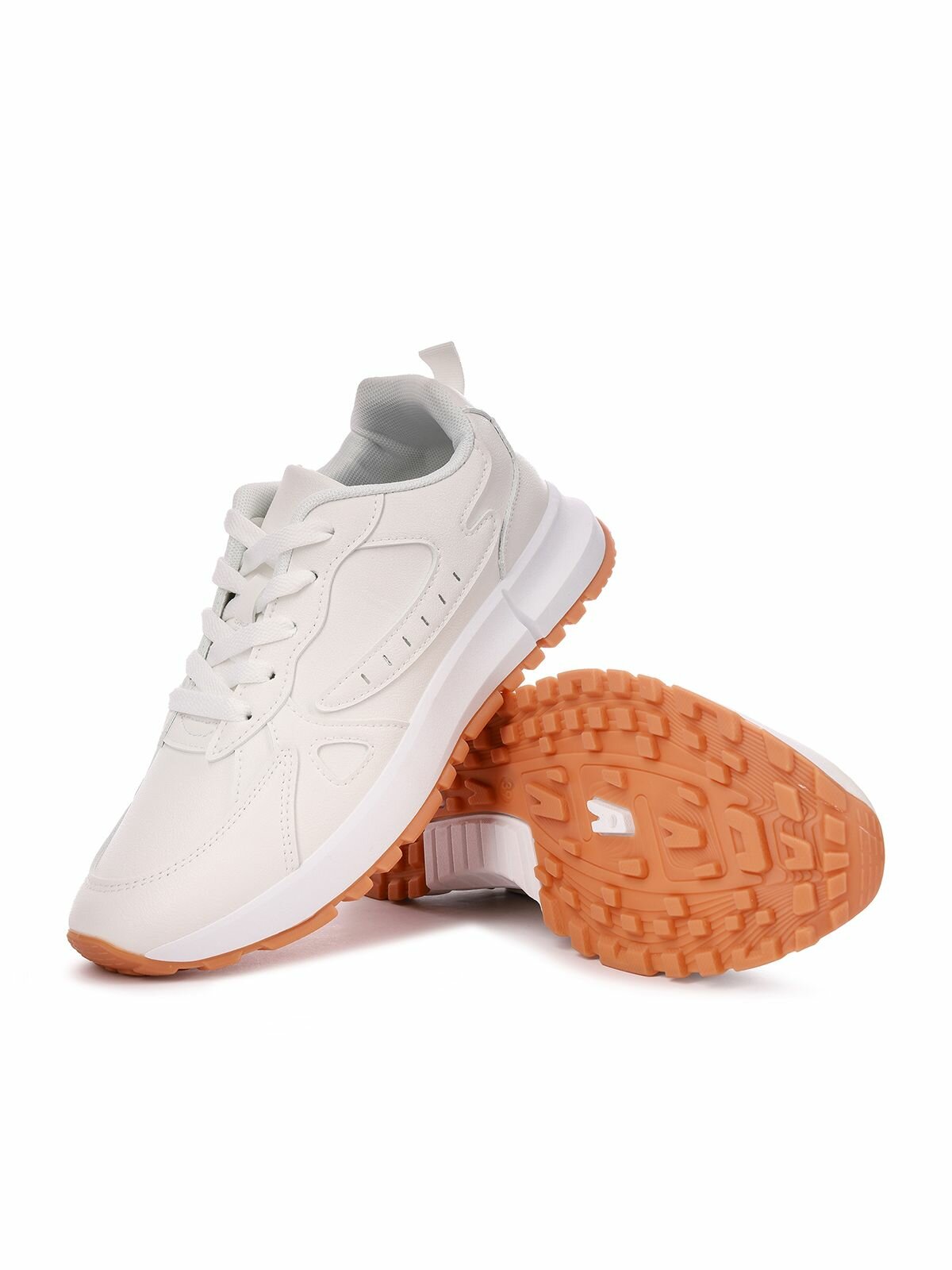 фото Белые женские кожаные кроссовки на шнуровке Pulse 205-41WB-011ST