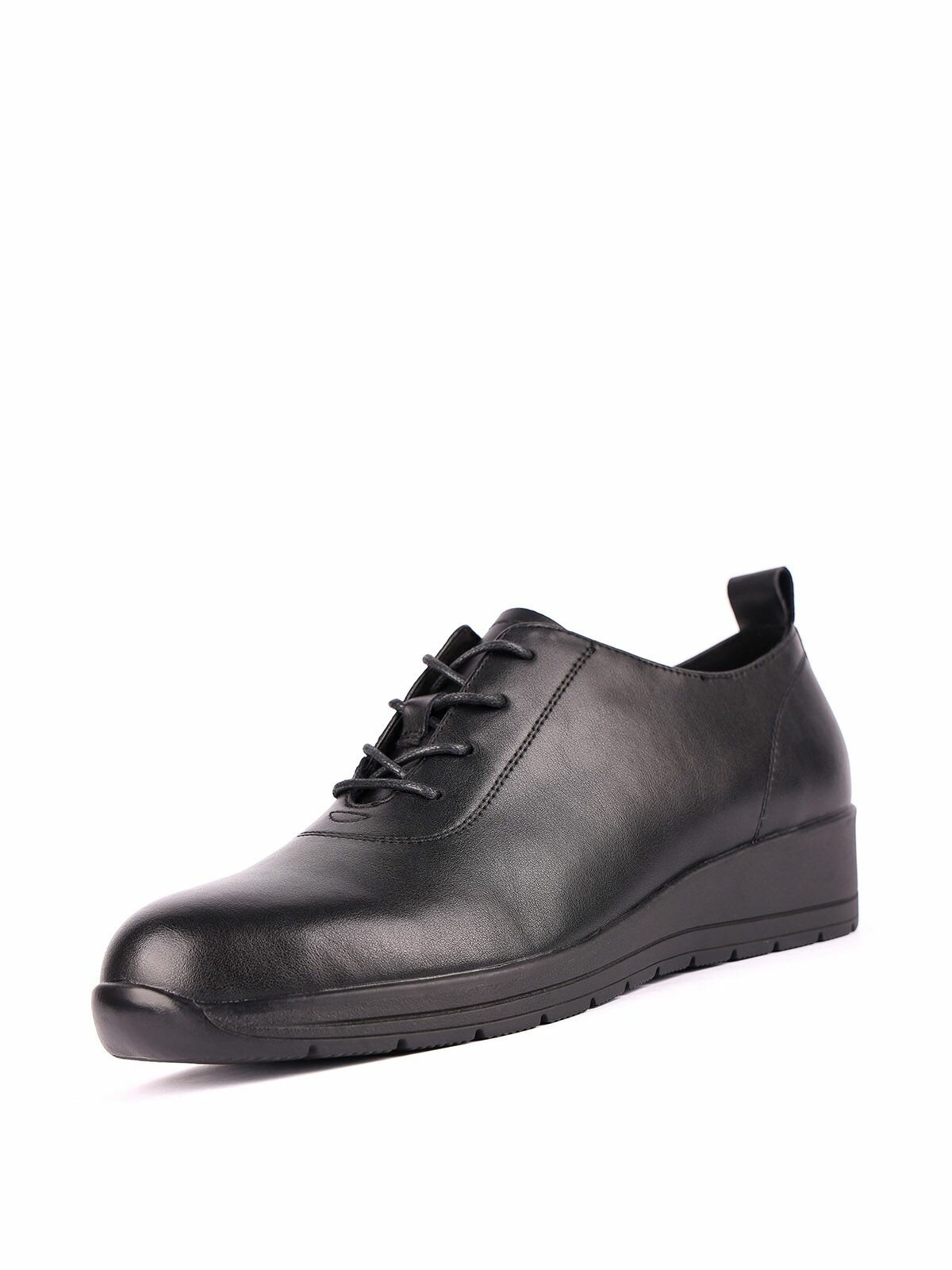 фото Черные женские кожаные ботинки без каблука Zenden 104-41WK-025VT