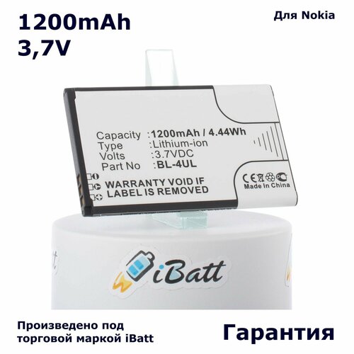 Аккумулятор iBatt 1200mAh 3,7V для TA-1030 RM-1012 TA-1008 аккумулятор bl 4ul для nokia 225 3310 2017