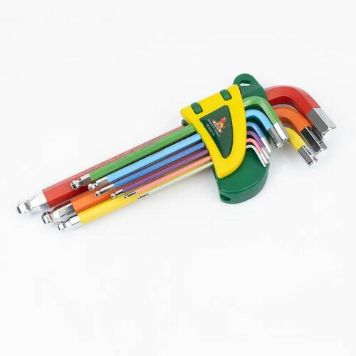 Набор ключей Г-образных шестигранников 15-10мм 9 предметов разноцветных угловых с шаром W9921B WYNNS 1990₽