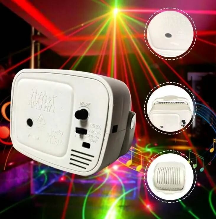 Мини RGB лазерный проектор / Светодиодный лазер для проведения праздников, вечеринок, дискотек