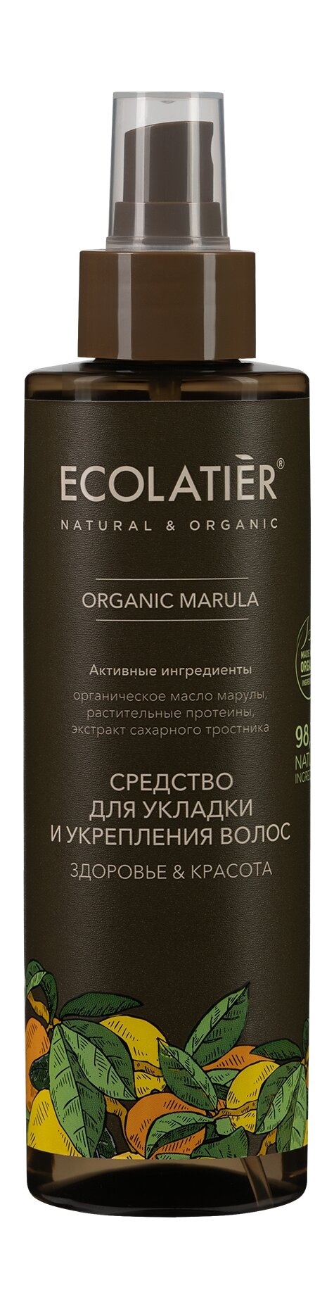 ECOLATIER Средство для укладки и укрепления волос Здоровье & Красота Organic Marula 200 мл