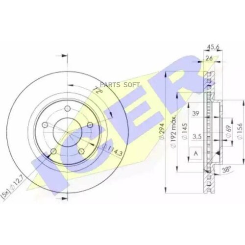 ICER 78BD4644-2 Диск тормозной передний вентилируемый