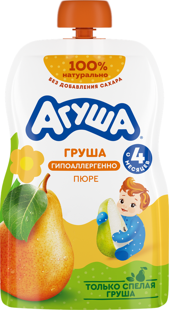 Пюре фруктовое агуша Груша, с 4 месяцев, 90г