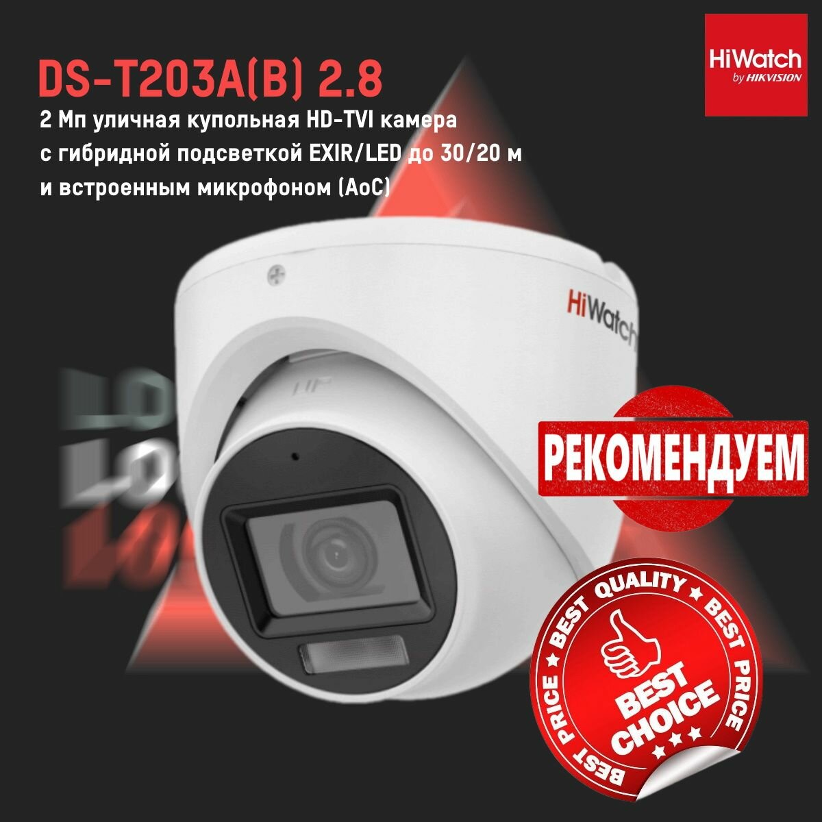 Видеокамера IP HiWatch DS-T203A(B) 2.8mm