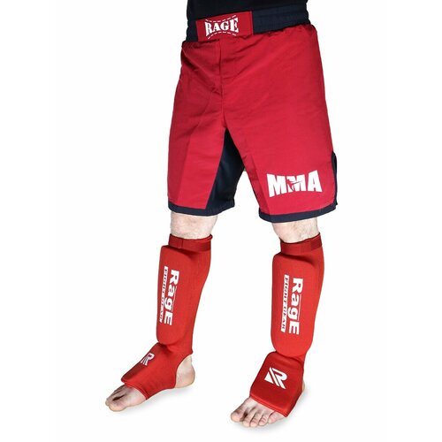 Защита голень-стопа Rage красный на липучке эластичная ткань - Sportmile - Красный - L