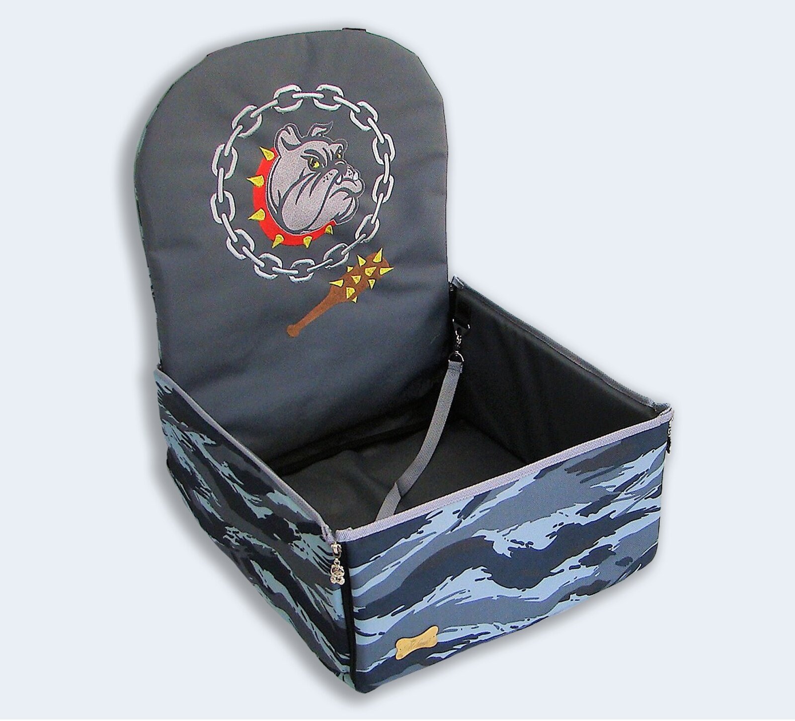 Автогамак для животных Melenni Стандарт Злой бульдог 6 серый камуфляж/серый