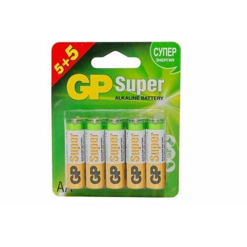 Алкалиновые батарейки GP Super Alkaline 15А АA - 10 шт. GP 15A5/5-2CR10 батарейки удлинители и переходники gp алкалиновые элементы питания аa lr03 super alkaline 40 шт