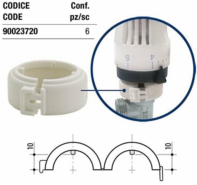фото Термоголовка (головка термостатическая) PROFACTOR М30*1.5 RVT 384+антивандальное кольцо