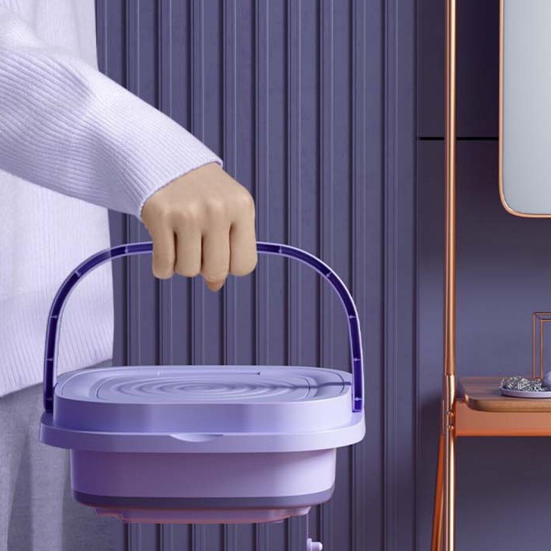 Мини-стиральная машинка автомат / Компактная портативная машина для стирки с 3 режимами / 8 литров / фиолетовый - фотография № 5