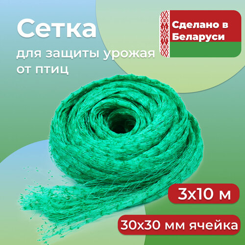 Сетка от птиц садовая 3 х 10 м, ячейка 30 х 30 мм. Сетка для защиты урожая от птиц, для клубники, жимолости, вишни, деревьев и грядок