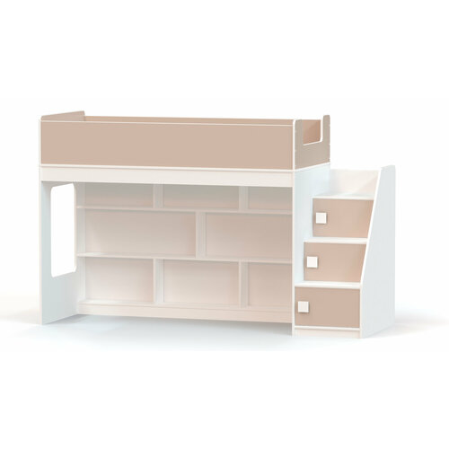 Кровать-чердак с игровой зоной и угловой лестницей Ridgimmi 33 белаякапучино 27335₽