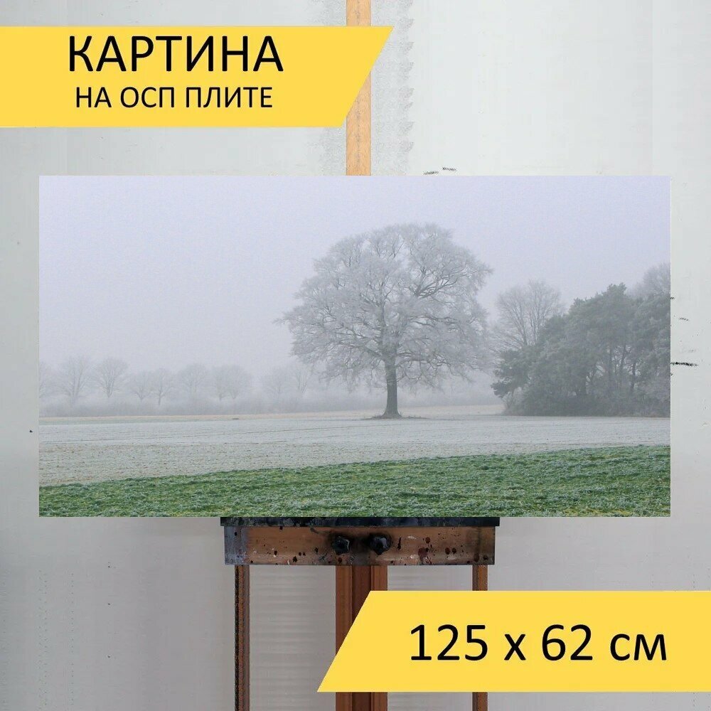 Картина на ОСП "Зима, снег, холодный" 125x62 см. для интерьера на стену