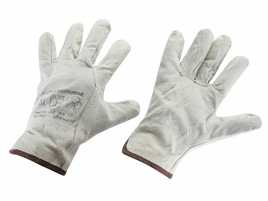 Перчатки Драйвер, рабочие, спилковые, цельнокроеные, серые, стандарт, 1 пара