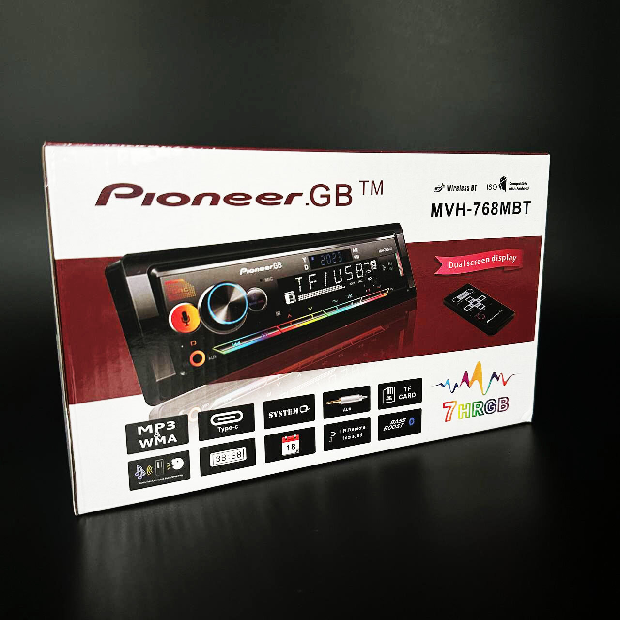 Автомагнитола в авто Pioneer.GB 1 DIN / Автомобильная магнитола с Bluetooth в машину / USB, AUX / пульт ДУ — фото 1