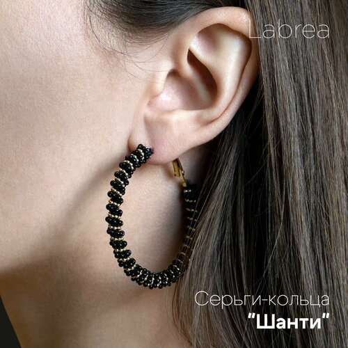 Серьги LaBrea, черный, золотой